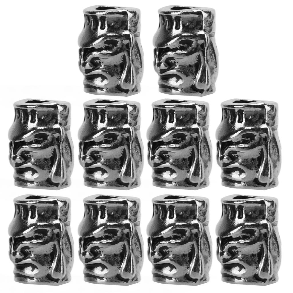 10pcs Metal Paracord Knife Lanyard Beads 6mm Hole for Bracelet Making Double Sided Type