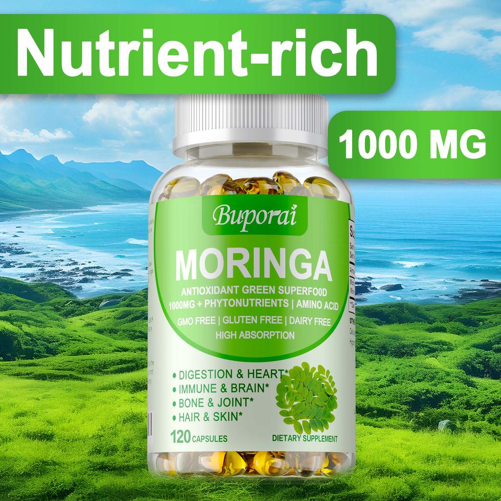 Moringa Capsules 1000mg - Bone & Joint Boost, Support Digestive and Heart Health