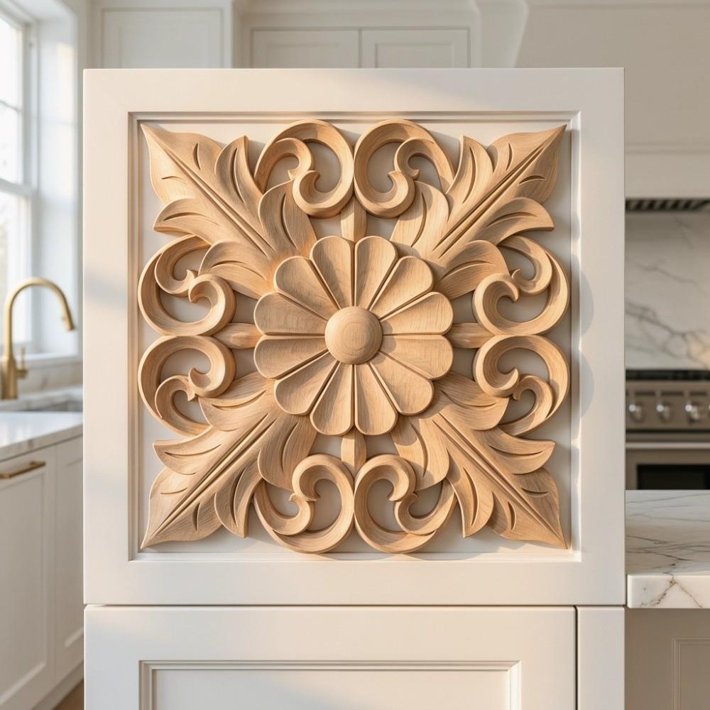 Wood Wood Carved Applique 5.91in Retro Wood Decor DIY Wood Decoration Hotel & Office