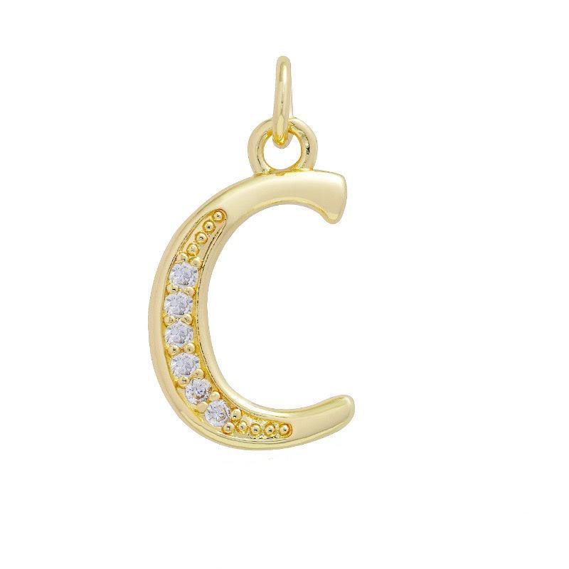 European & American Gold-Plated Copper Zircon Letter Necklace - High-End DIY Jewelry Accessory