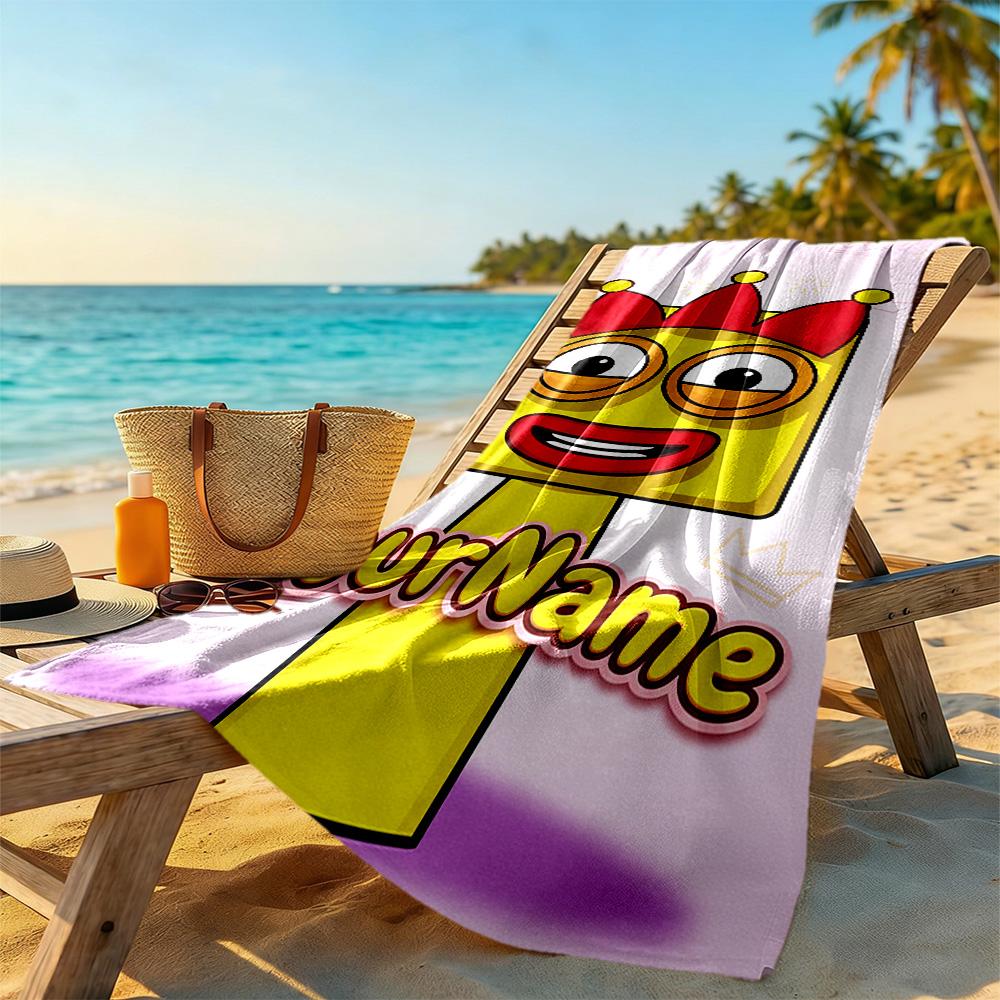 Numberblocks Personalized Name Beach Towel Soft Durable Quick-Dry Perfect for Traveling Yoga Camping and Swimming