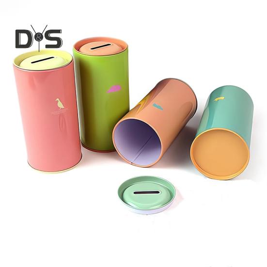 Hucha de Metal de Gran Capacidad con Diseño de Patrón Animal para Niños, Hucha Cilíndrica, Herramienta de Gestión Financiera