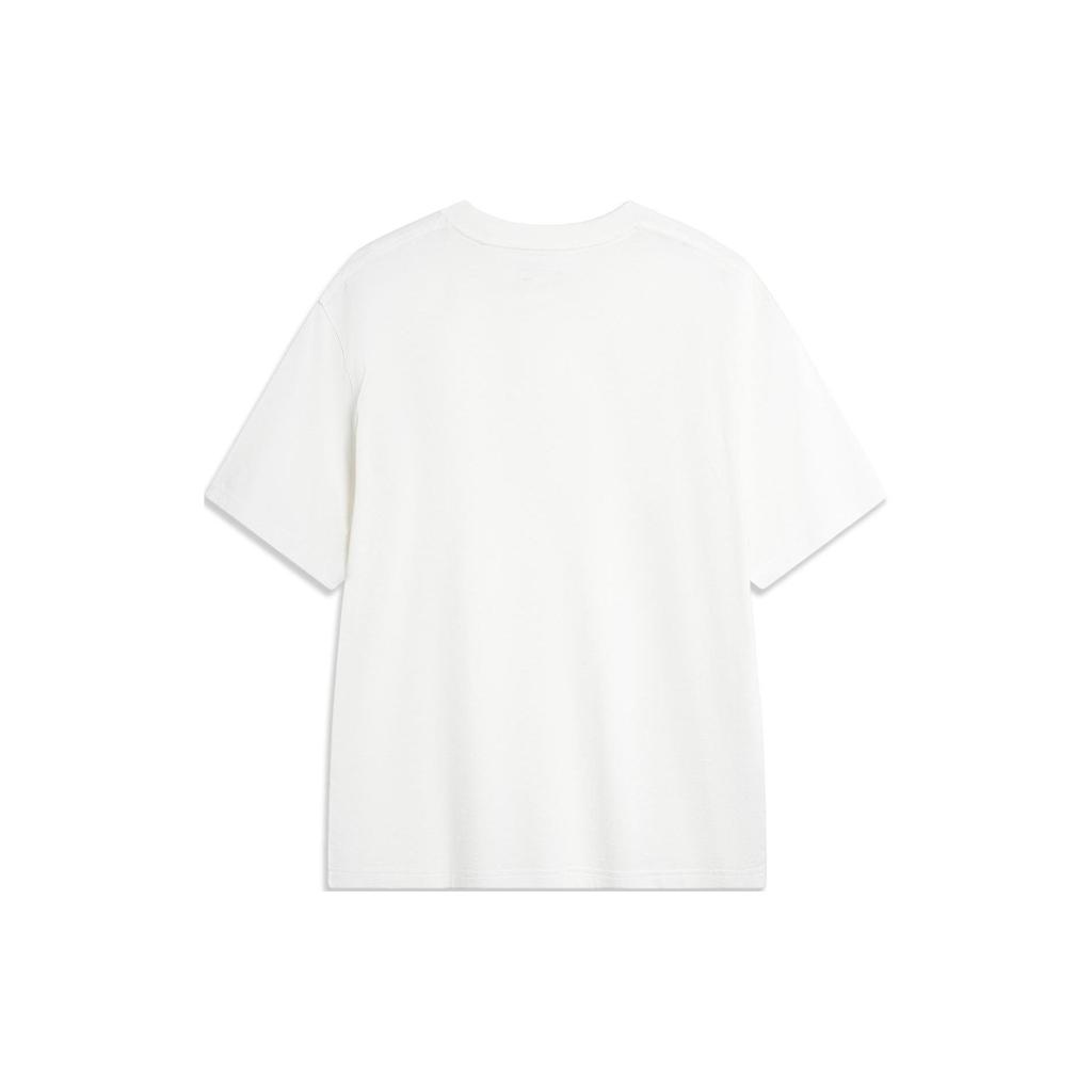 Li-Ning Round Neck Comfortable Casual Loose Short Sleeve Drop Shoulder T-Shirt Men Tops Milk-White AHSU301-1