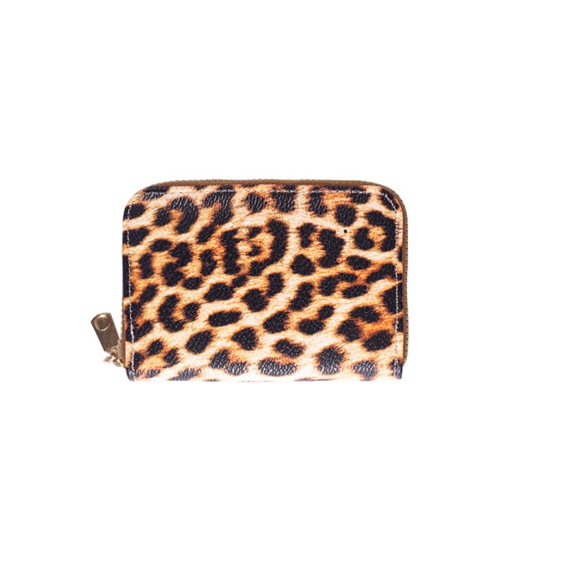 RFID Anti-theft Leopard Print Women's Accordion Card Holder with Zipper Coin Purse and Large Multi-card Capacity
