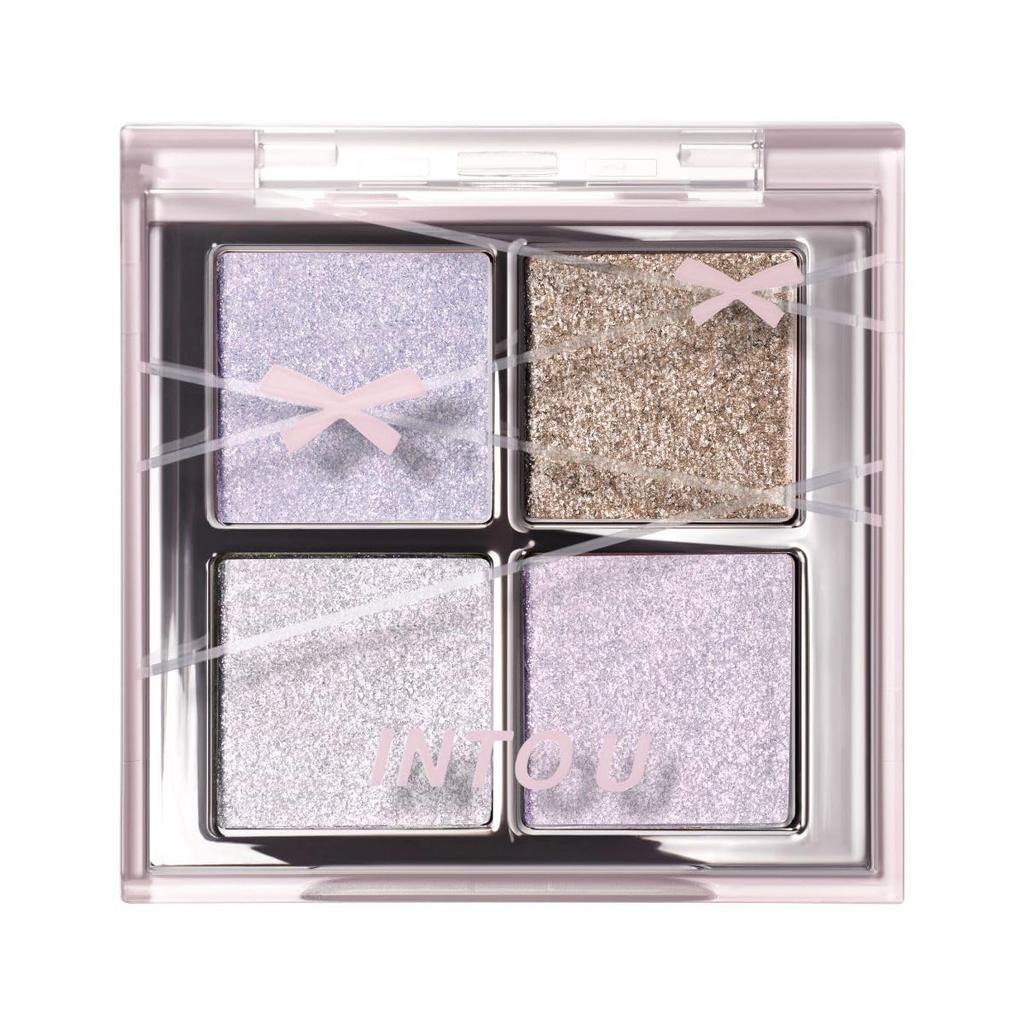 INTO U Eyeshadow Rotational Eyeshadow Palette 4 Shades Glossy Glitter Pearl #AS • S01 Swan Lake