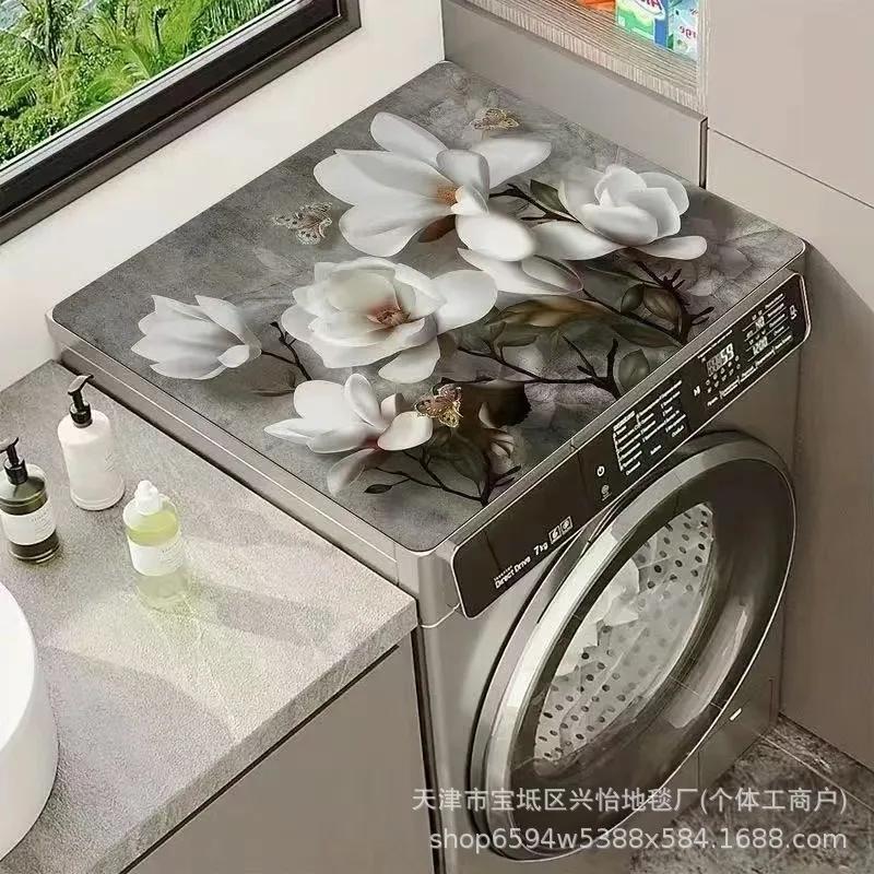 

Drying Mat with Floral Print Washing Machine Top Dustproof Mat Stain-Resistant Storage Pad Absorbent Non-Slip Water-Absorbing (as the picture,20x30cm)