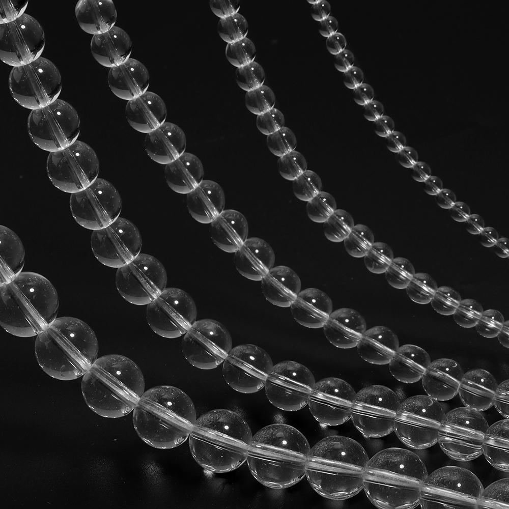 1 Strand Transparent Glass Beads 4/6/8/10/12mm Clear White Round Loose Beads For Jewelry Making DIY Necklace Bracelets Supplies