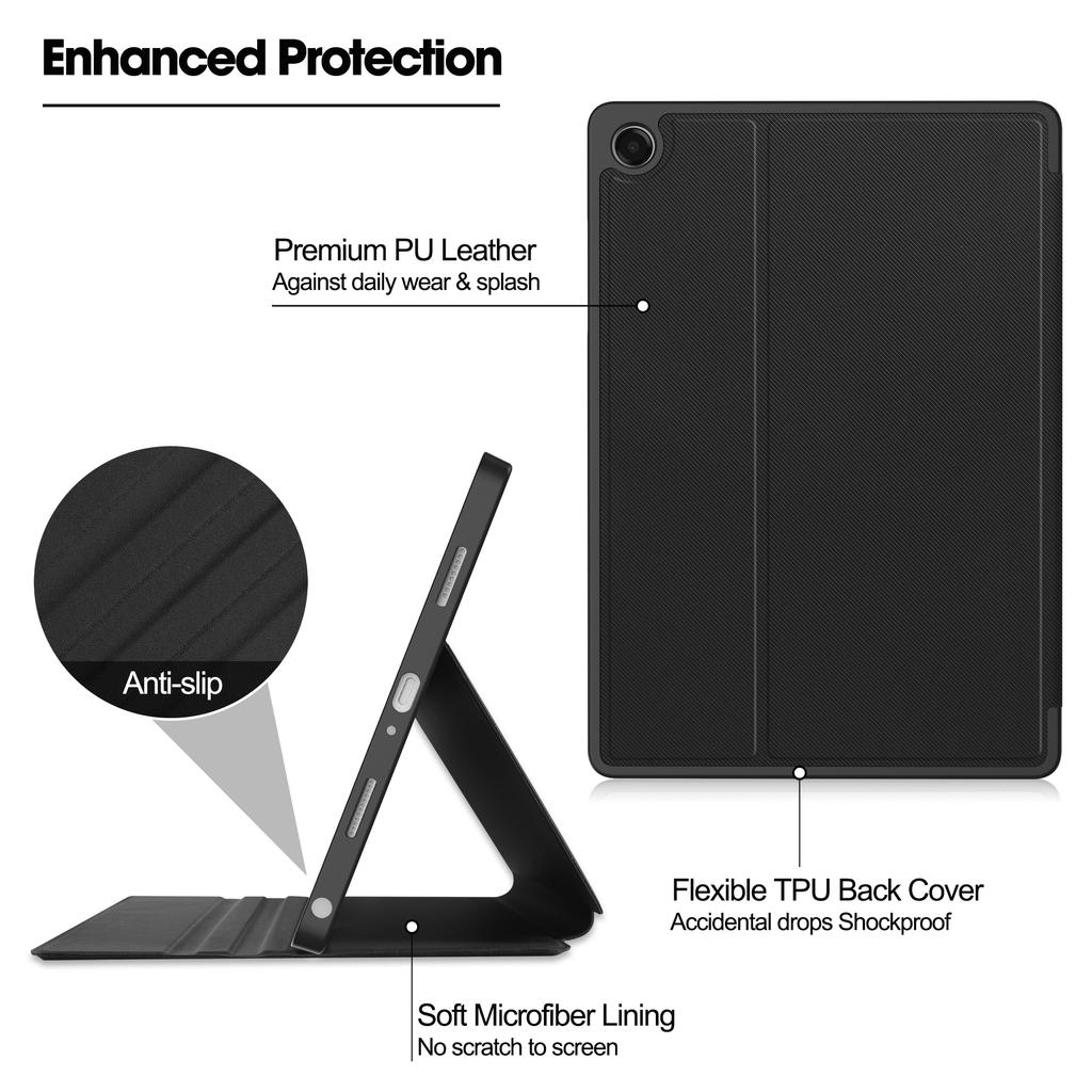 For Samsung Galaxy Tab A11+ Stand Case TPU Leather Front-Support Tablet Cover