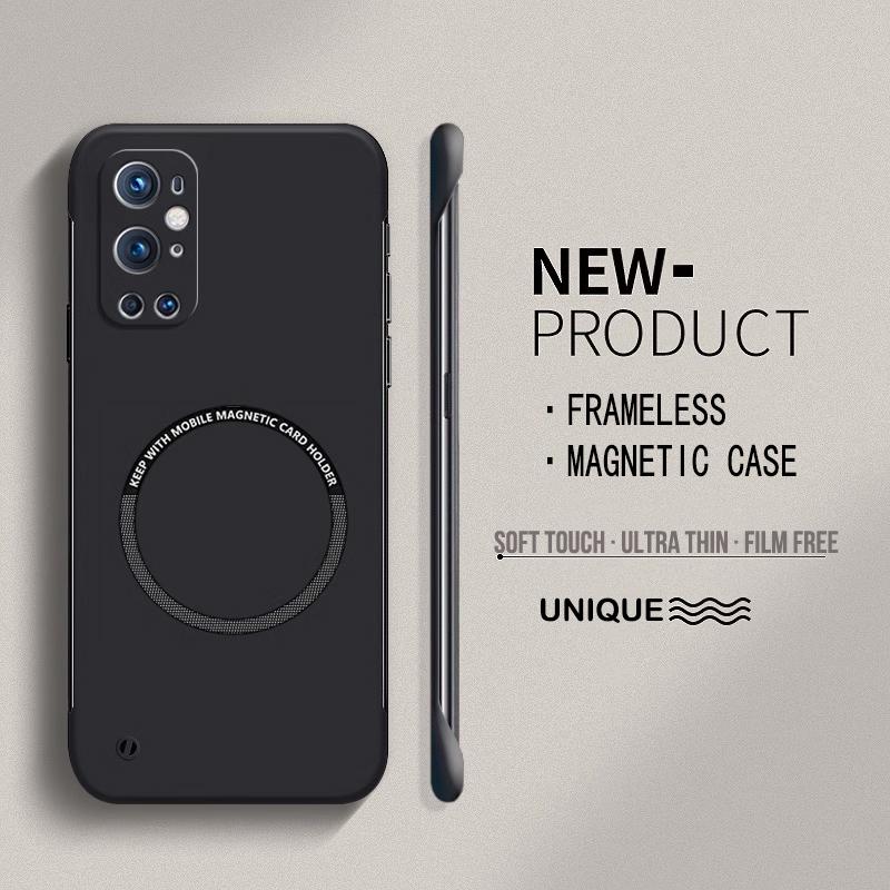 

Ультратонкий жесткий магнитный чехол для телефона из поликарбоната без рамки для Oneplus 9R 8 9 Pro 8T защитный матовый цветной сплошной чехол Oneplus 8T чёрный