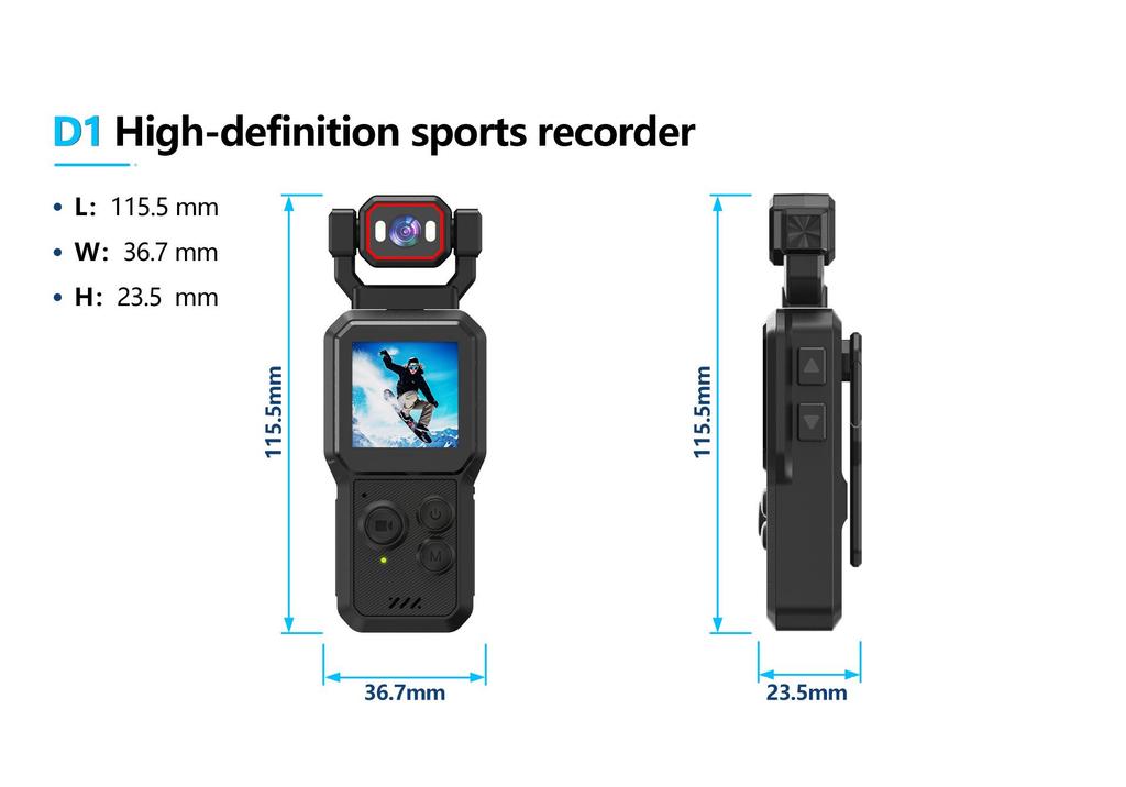 D1 HD Night Vision WiFi Sports Recorder with White Light Fill