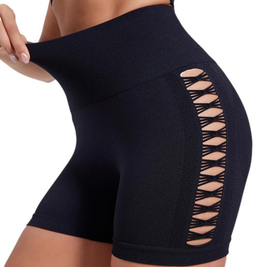 

Шорты для йоги, тонкие, эластичные, с контролем живота, полые, бесшовные, быстросохнущие, с высокой защитой от воздействия S чёрный