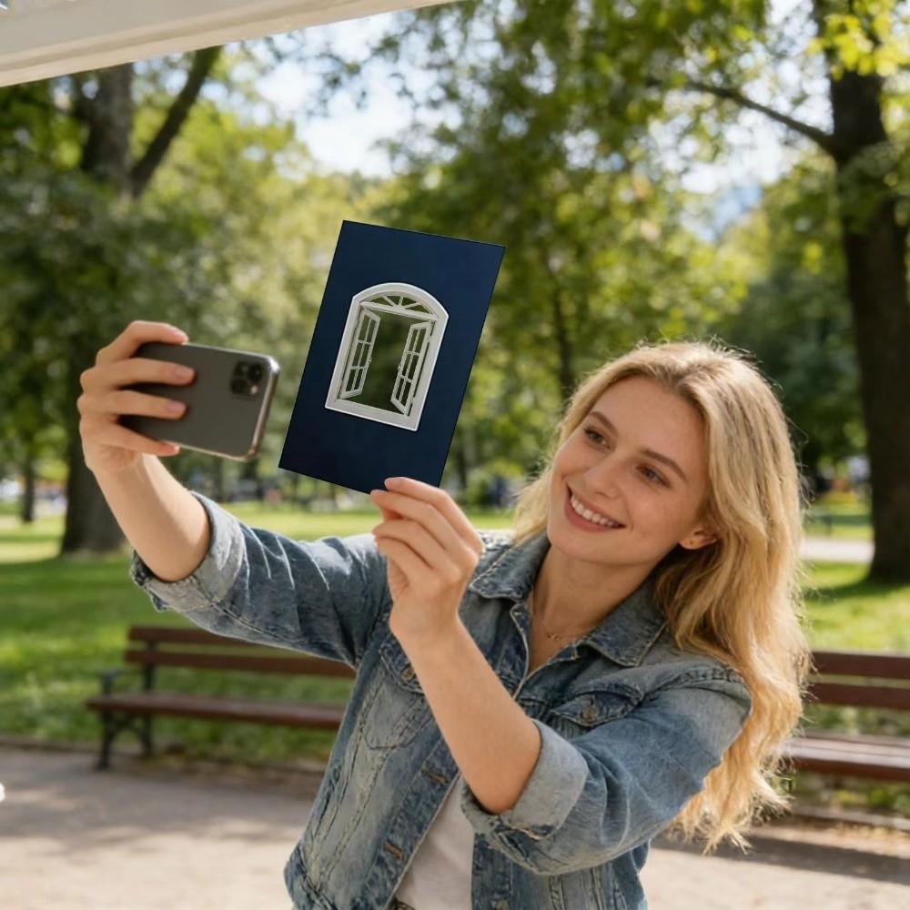 Handheld Window View Photography Props Blue Paper Design Reusable Photo Viewfinder Lightweight Easy Carrying