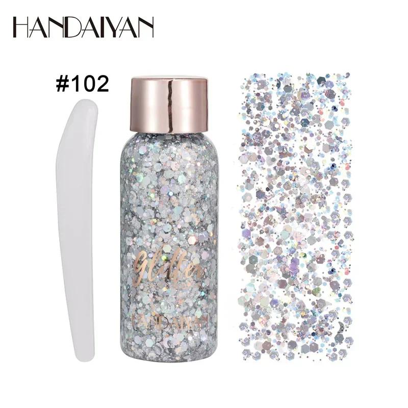 HANDAIYAN Autocollants à paillettes pour les yeux, les cheveux, le corps et le visage, Gel Art, paillettes amples, crème, bijoux en diamant, strass, maquillage, fête, Festival