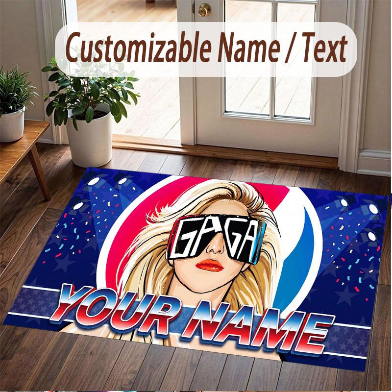 Custom Name Crystal Velvet Rug,Lady Gaga Comfortable Anti Slip Floor Mat For Room Decoration