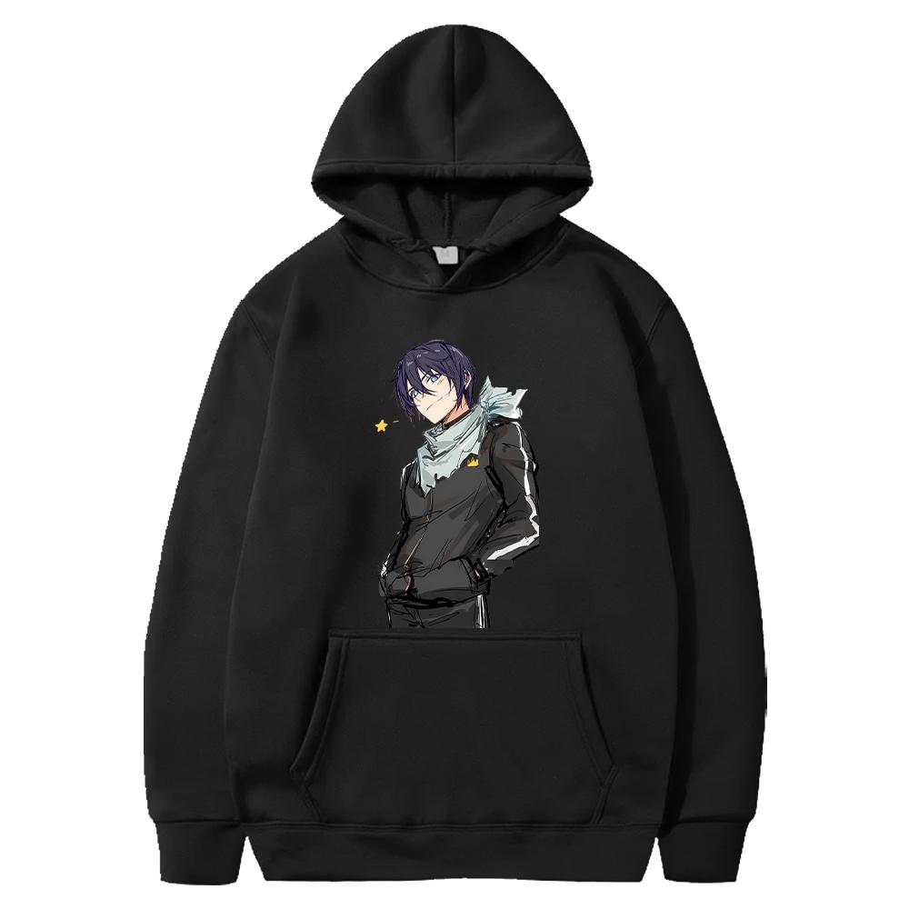 

Harajuku Anime Noragami Hoodie Yato Cool Print Sweatshirt Men Women Clothing Long Sleeve Fleece Loose Hooded Casual Streetwear XS чёрный
