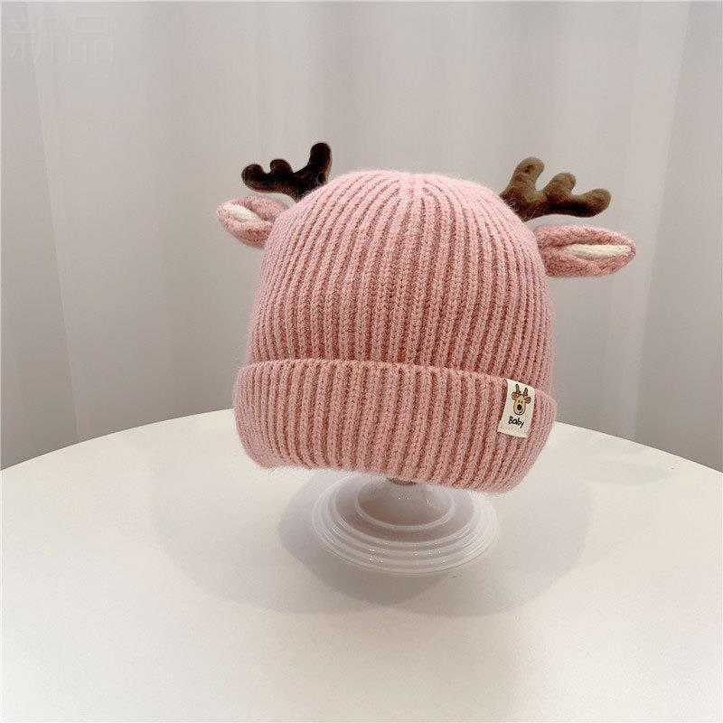 Infants and Toddlers Knitted Wool Hat Autumn and Winter Children's Christmas Antlers Thickened Warm Hat Ear Protector Pullover Hat 2080-1