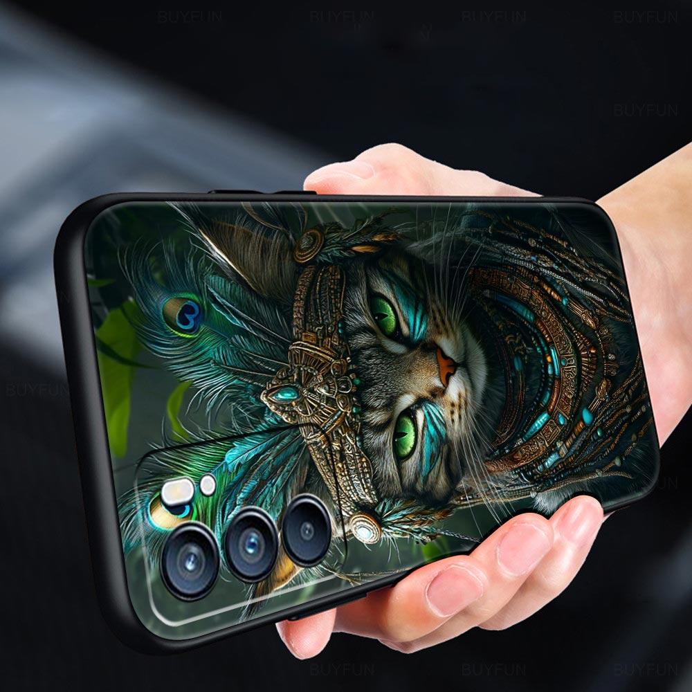 Phone Case Cover For Oppo A17 A31 A54 A57 A78 A79 Find X5 X6 Reno 7 8 10 11 12 13 F Pro Soft TPU Shell Animal Cat Tattoo Capas