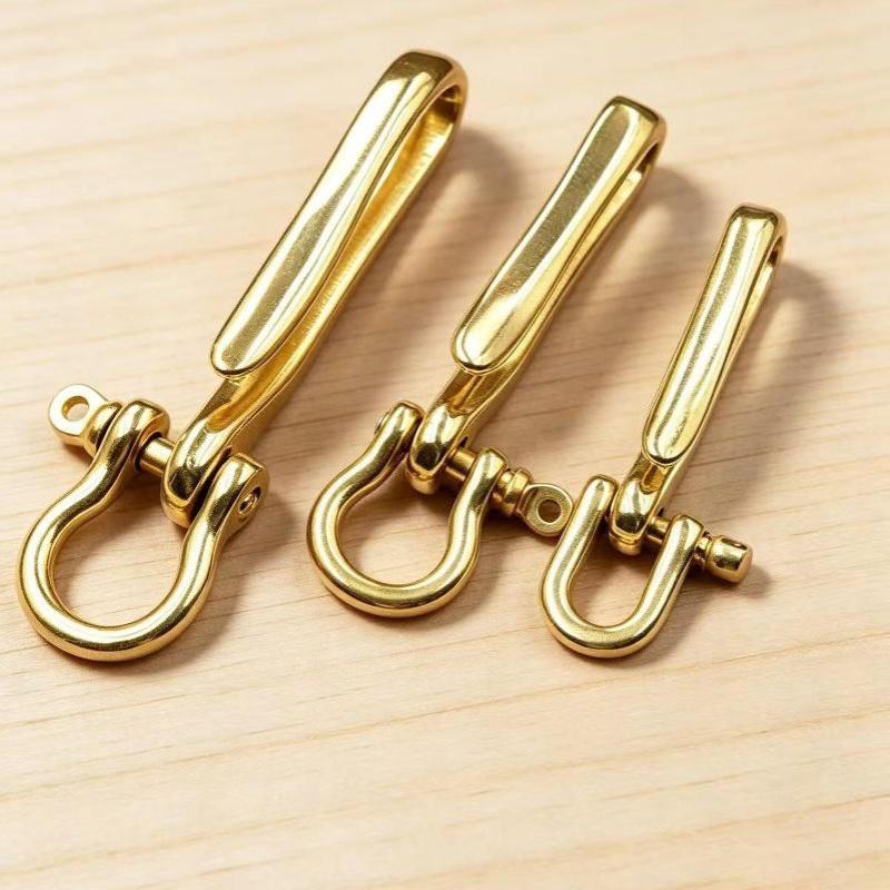 Retro Brass Belt U Hook Keychain Heavy Duty Easy Attach Key Ring Clip for Jean Wallet Chain
