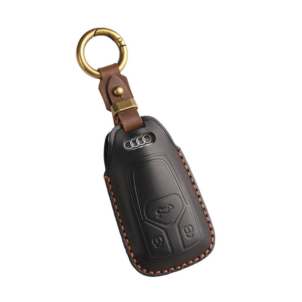 [2018 Aodi] Car Key Cover Keychain Car Key Case Cowhide Handmade Suitable for TT A4 A5 S5 Q5 Q7 SQ5