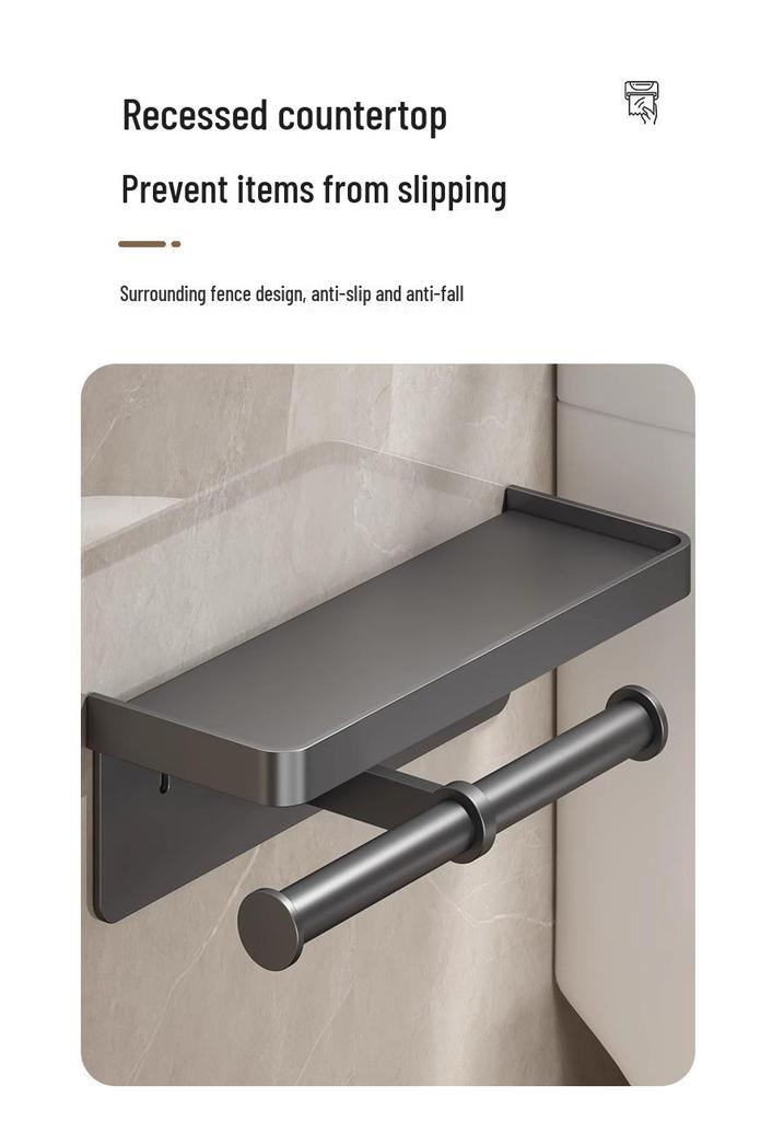Toilet Paper Holder: No-Punch Roll Hanger - Sanitary Paper Storage Box for Bathroom
