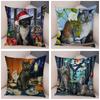 Pet Cartoon Animal Pillowcase Sofa Home Car Pillowcase Cute Watercolor Cat Cushion Cover Decoration