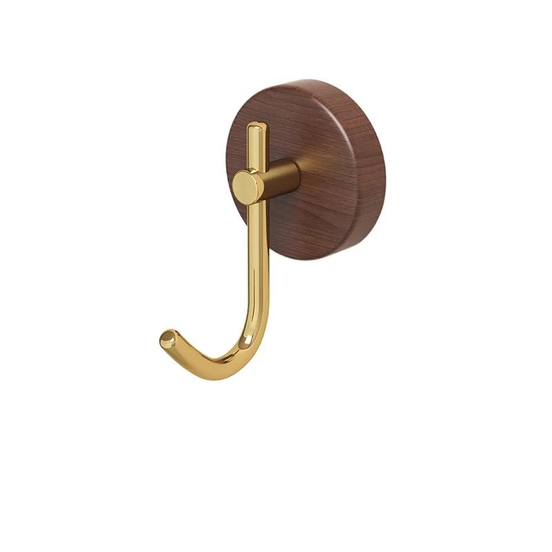 Self-adhesive New Simple Solid Wood Hook Walnut Hanging Hanger Bathroom Wall Hook Bedroom Coat Storage Rack Home Towel Key Decor