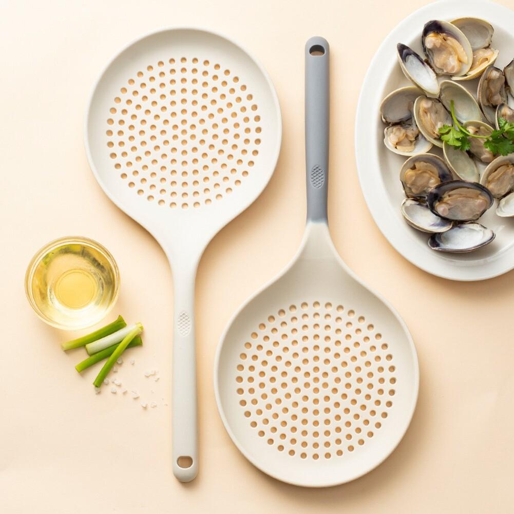 Silicone Skimmer Ladle for Home Kitchens Designed to Lift Food from Hot Oil Boiling Water or Steam While Draining Fluids