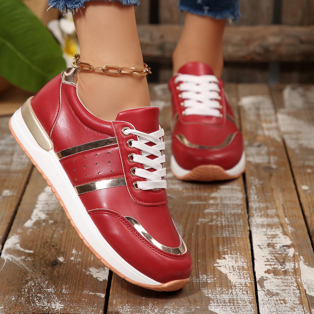Women Casual Sports Shoes 2026 Large Size Thick Bottom Women Sneakers Lace-Up Low-Top Leisure Shoes Comfortable Platform Shoes