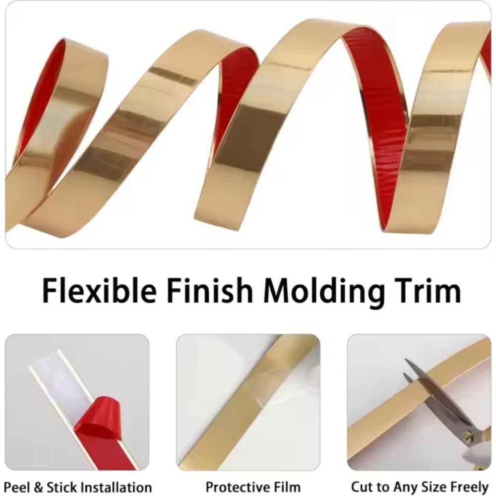 1pc 196.85inX0.39in PVC Wall Sticker Self-adhesive Flat Decorative Lines Strip Background Wall Study Ceiling Edging Wall Corner
