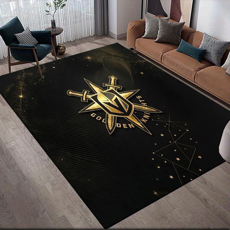 Vegas Golden Knights Flanellmuster Quadratischer Teppich, Läufer, Teppich für Wohnzimmer Schlafzimmer Sofa Spielzimmer Dekor, Rutschfeste Fußmatte