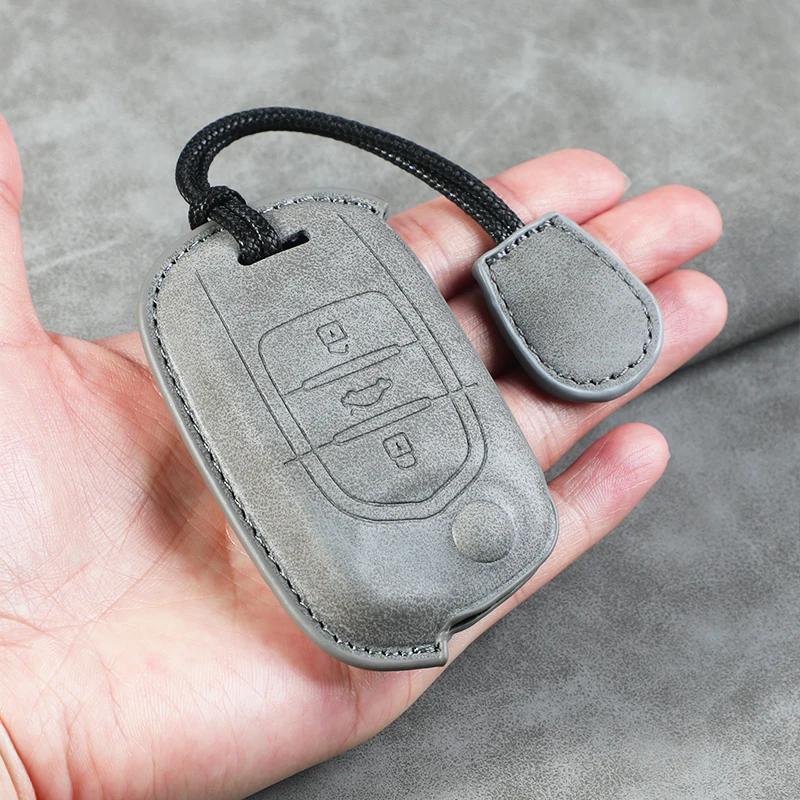 3 Button Leather Car Flip Key Case Cover for SGMW Wuling Hongguang Mini 2025 for Baojun 510 560 730 310W 530 360 200E Key Shell