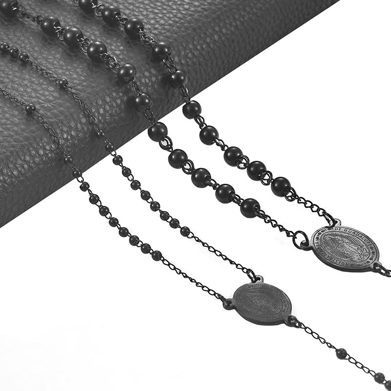 Neue Mode Edelstahl Vintage Kreuz Böhmen Religiöser Rosenkranz Anhänger Halskette Für Frauen Männer Charm Schmuck Geschenke