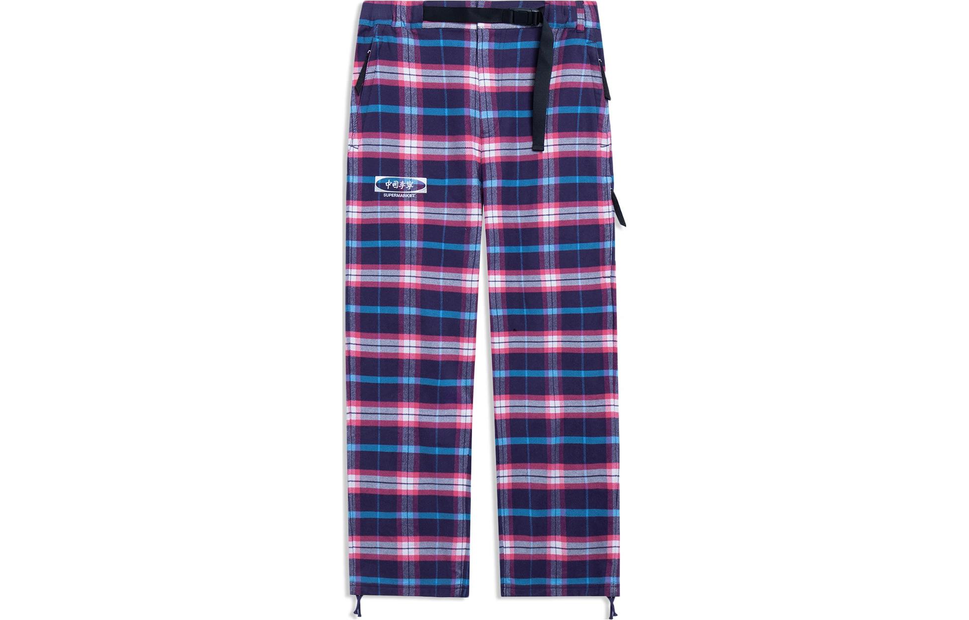 Li Ning Casual Pants Men s Purple Gray Purple Combo Plaid AKXT071-1 L