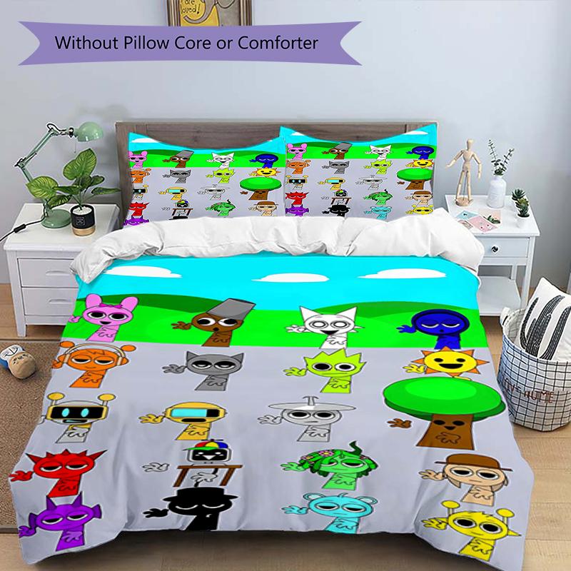 3pcs SPRUNKI9 Design Cover Set - HD Printed Bedding with 1 Cover and 2 Pillowcases - Perfect for Home and Dorm Decor