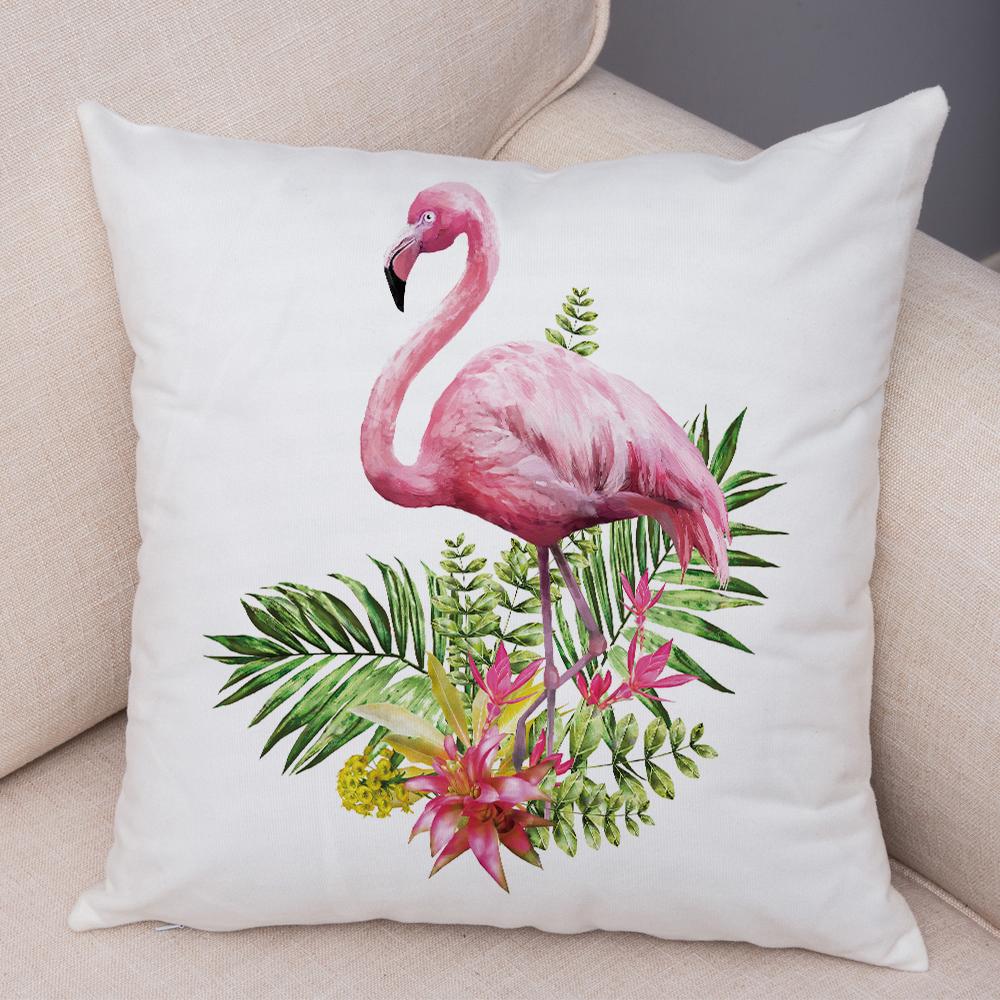 Watercolor Flamingo Cushion Cover Hand Painted Style Single Bird Design Soft Square Pillow Home Living Decor Accessory xcm