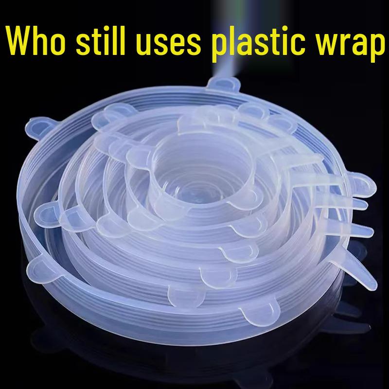 6-Piece Silicone Stretchable Fresh-Keeping Lids for Bowls, Fruits, and Vegetables