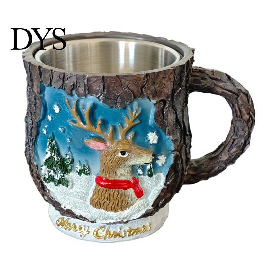 Dishwasher Safe Cup Christmas Themed Coffee Mug, 3D Santa Claus/Snowhouse/Reindeer/Socks/Christmas Tree/Snowman Design, Durable Heat Retaining
