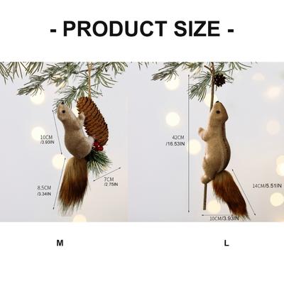 Christmas Tree Squirrel Ornament Realistic Squirrel Hanging Decorations For Indoor and Outdoor Home Party Decoration
