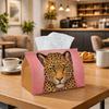 This Multifunctional Tissue Box Features a Detailed Illustration of a Leopard'S Face, Making It Ideal for Home, Parties, And Car Decor. It'S a Stylish