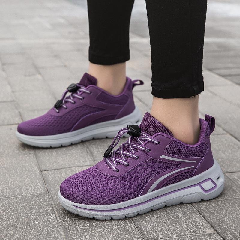 

Summer new models the elderly walking shoes mom and dad sports running shoes elastic buckle free lace-up breathable mesh shoes 42