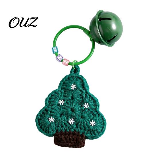 Mini Sock Ornament Yarn Crochet Christmas Keychain with Bell, Handmade Tree Hat Glove Wreath Cute Stocking Stuffer Key Ring Pendant, Holiday Bag Charm
