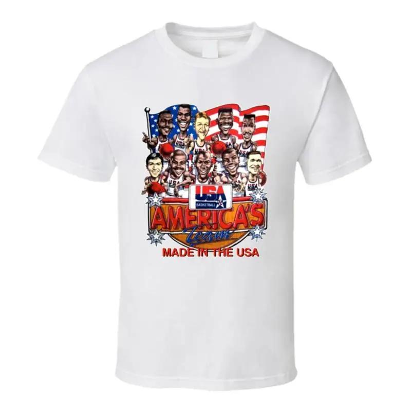 Белая футболка с карикатурой на Dream Team 1992 по баскетболу S разноцветный
