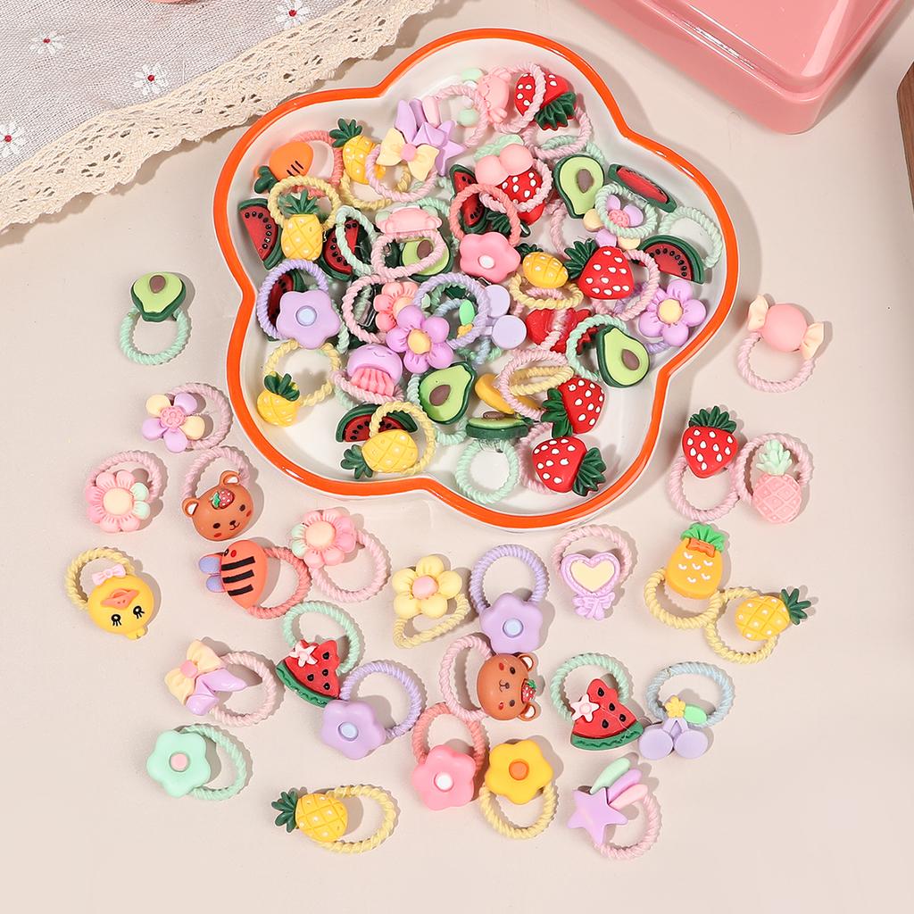 50Pcs Baby Hair Ties, Cute Cartoon Small Hair Ties for Toddlers Little Girls, Colorful Elastic Pony Tails Hair Bands  Kids Gift