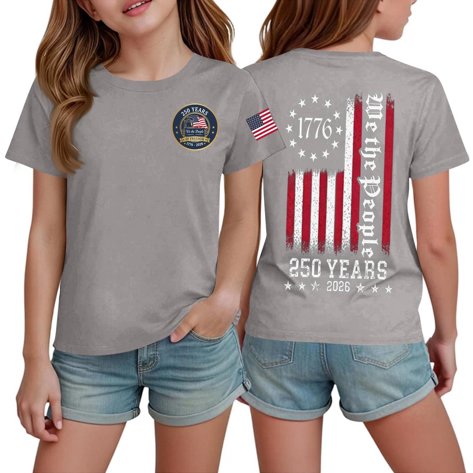 

Kids Independence Day Printed Crew Neck Short Sleeve T-Shirt Casual Top for Boys and Girls Soft Cotton Fabric Comfortable Fit 110