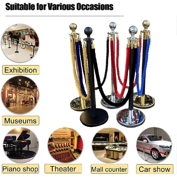 

Канат ограждения для стоек, Барьеры для контроля толпы, Безопасный канат, Коммерческий витой канат, Защитные барьеры, Сверхпрочный пеньковый канат для стоек контроля толпы, для очереди 0.6m/2ft/24inch чёрный