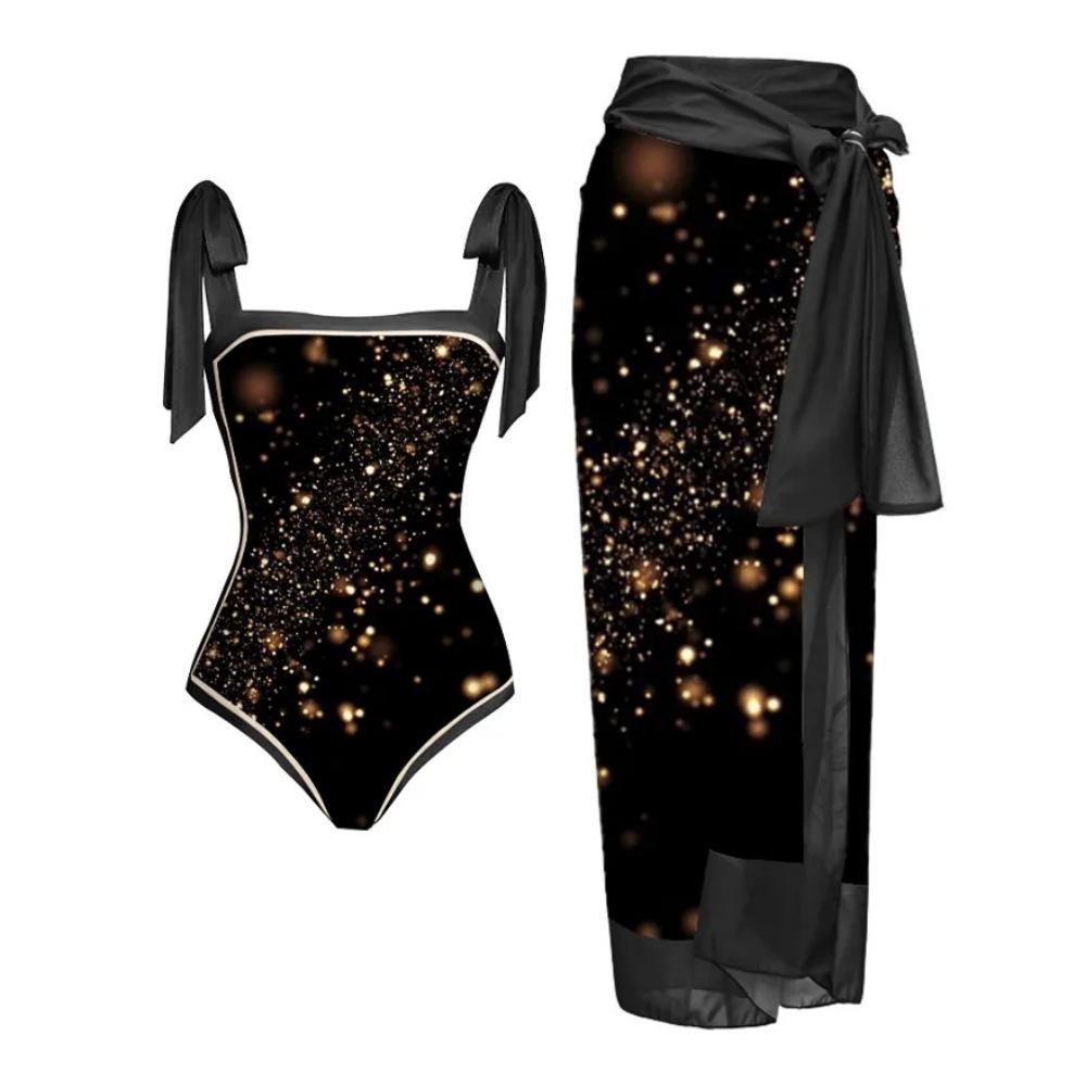 2024 European & American One-Shoulder Backless Maxi Bikini Dress with Sun Protection
