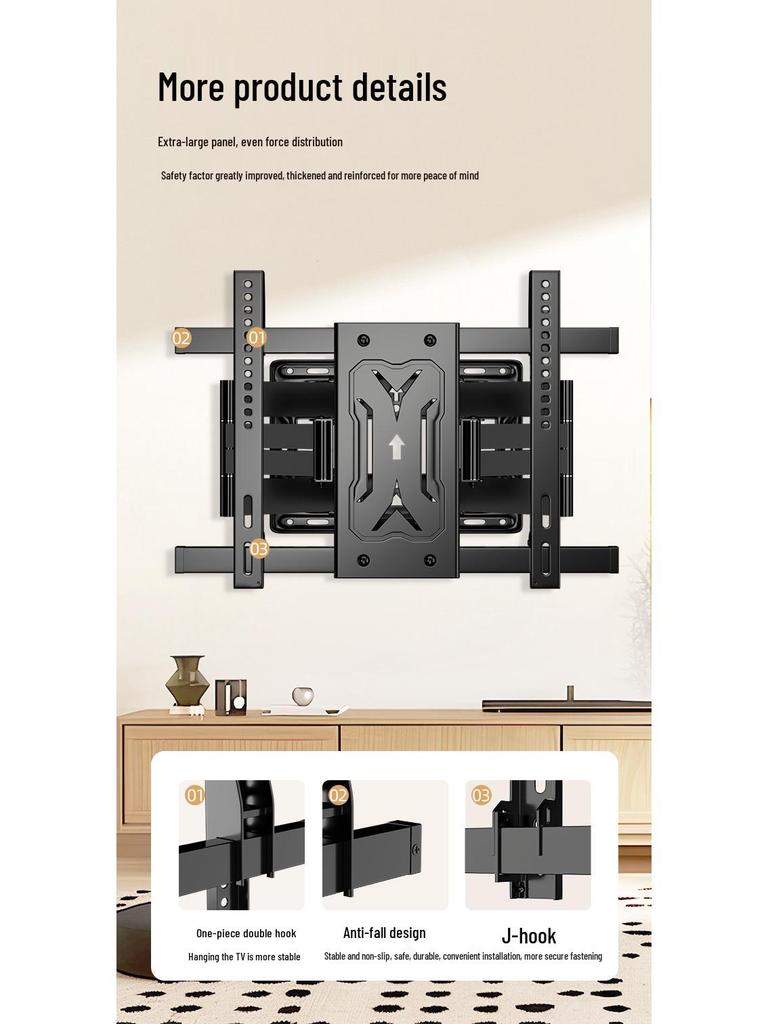 Ultra-Thin Rotating Wall Mount for 32-110 Inch TVs: Movable, Retractable, Stable, Heavy-Duty