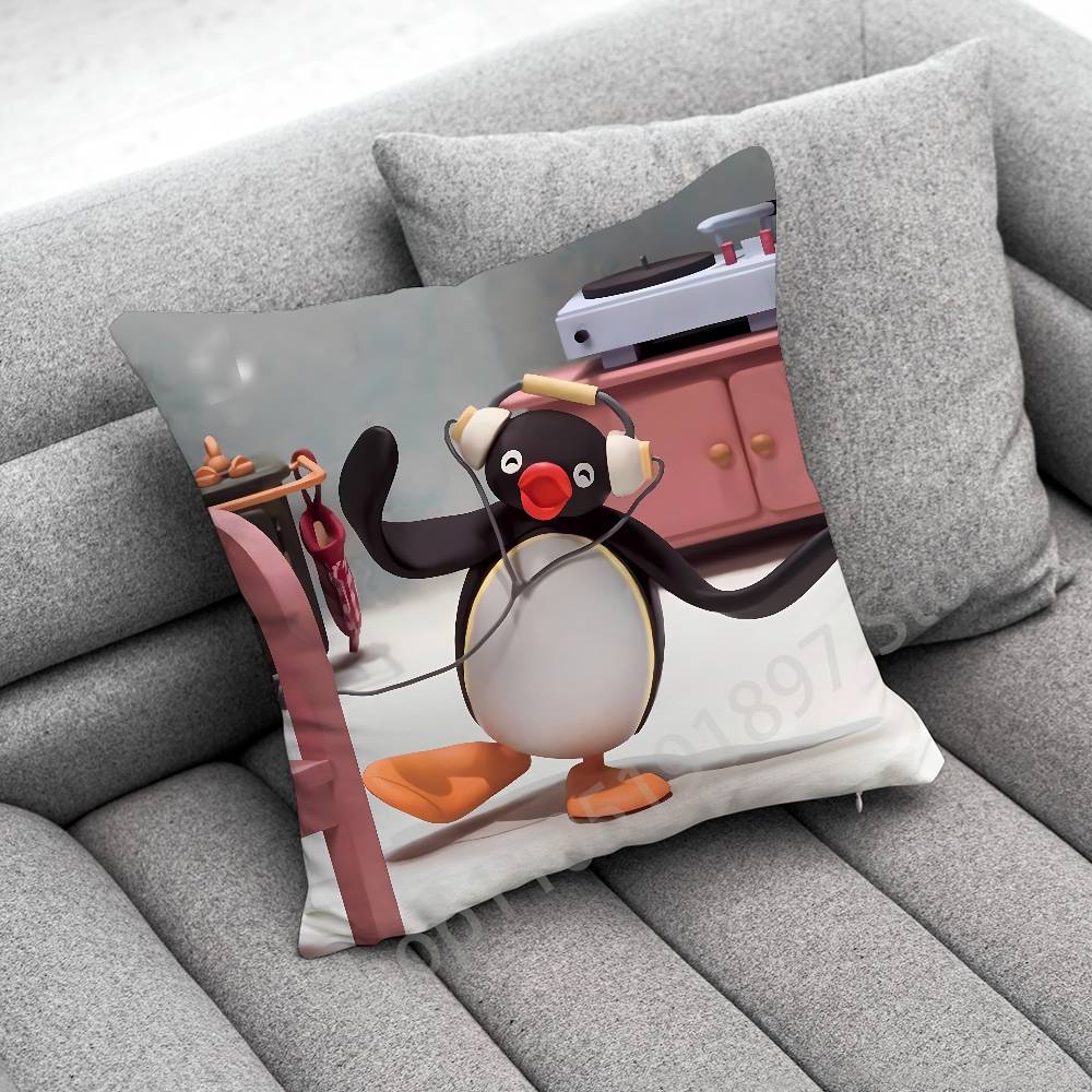 Penguin P-Pingu Funny Throw Pillow Case For 50X50Cm 40X40Cm 55X55Cm 45X45Cm 30X30Cm Square Bedroom Pillowcase Cover