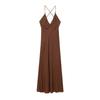 European American Women's Clothing Summer Backless Linen Beaded Suspender Dress
