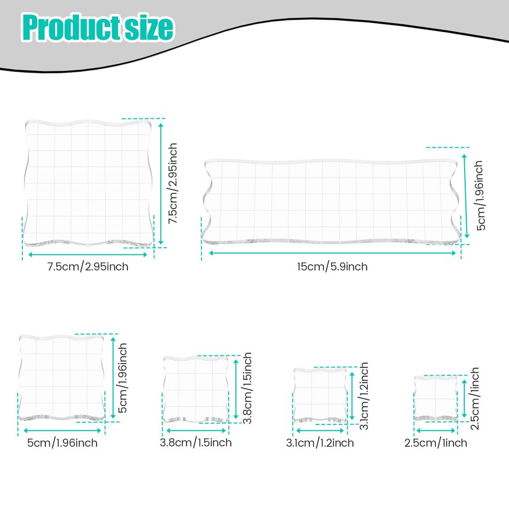 6Pcs Acrylic Stamp Blocks Kit Transparent Grid Lines Stamping Tools DIY Decorative Scrapbooking Card Crafts Making Assorted Size